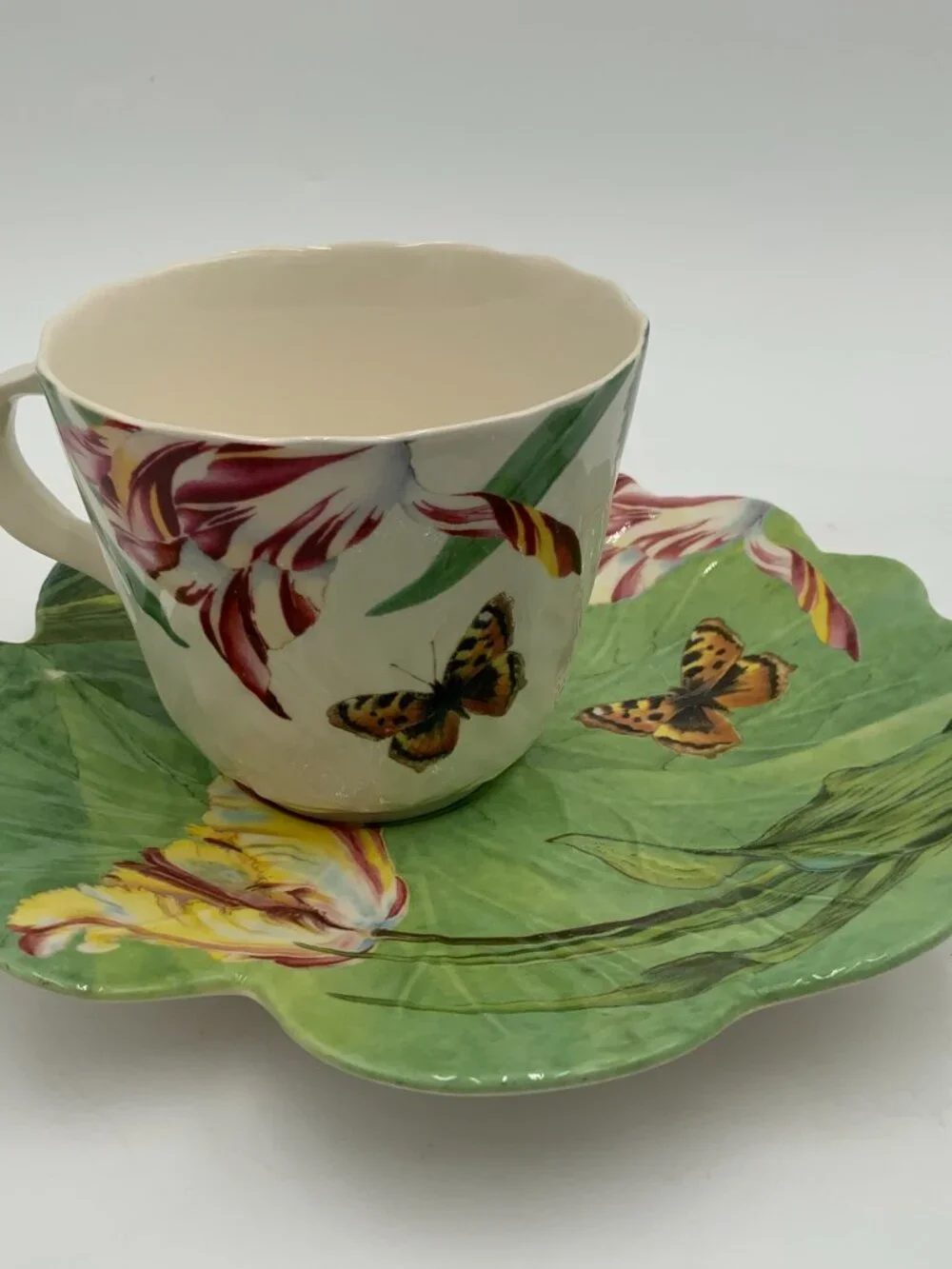 Spode Floral Haven Leaf Shape Flowers and Butterflies 7